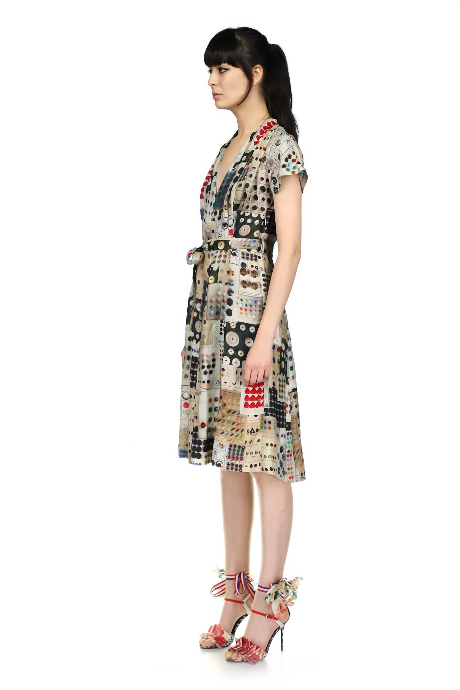Libertine - Button Card Shoppe Tuck Pleat V Neck Dress