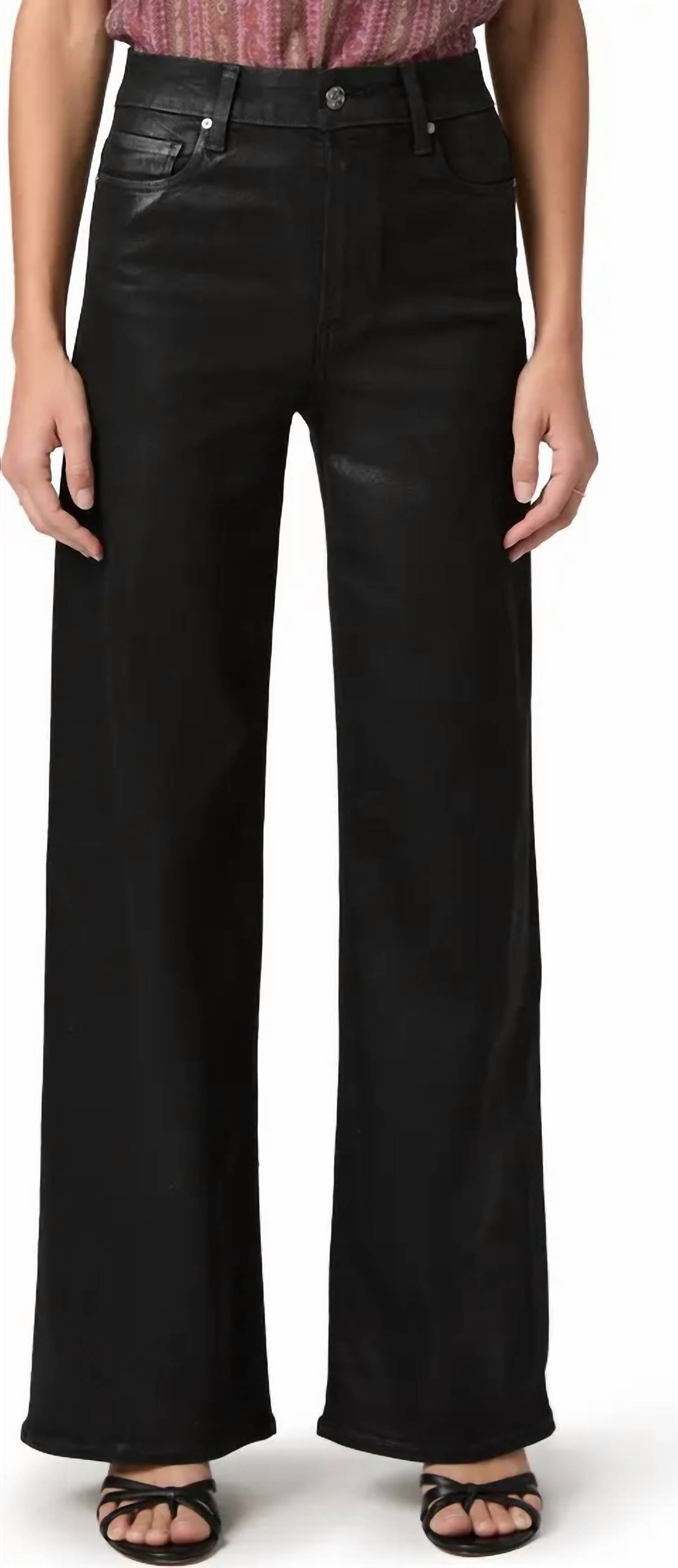 Paige - Anessa Coated High Waist Wide Leg Jeans