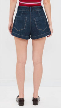 Paige - Camille Pleated Denim Shorts
