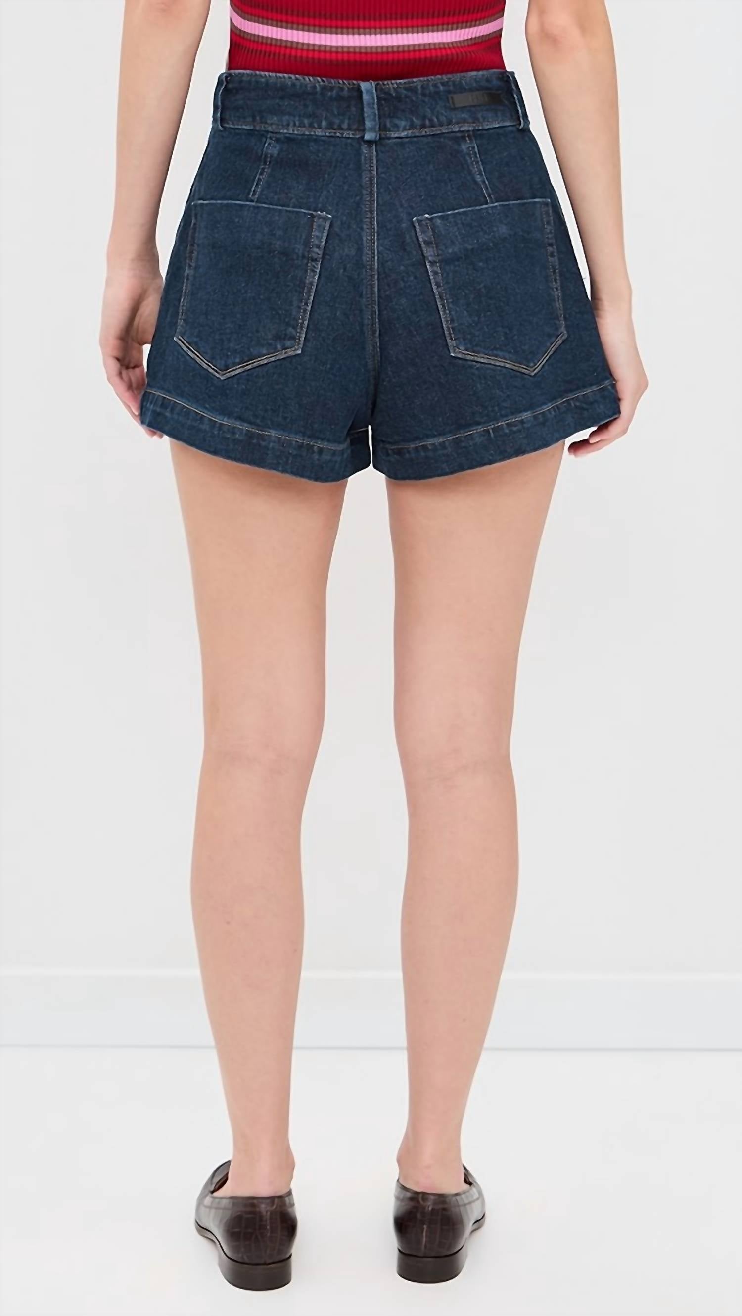 Paige - Camille Pleated Denim Shorts