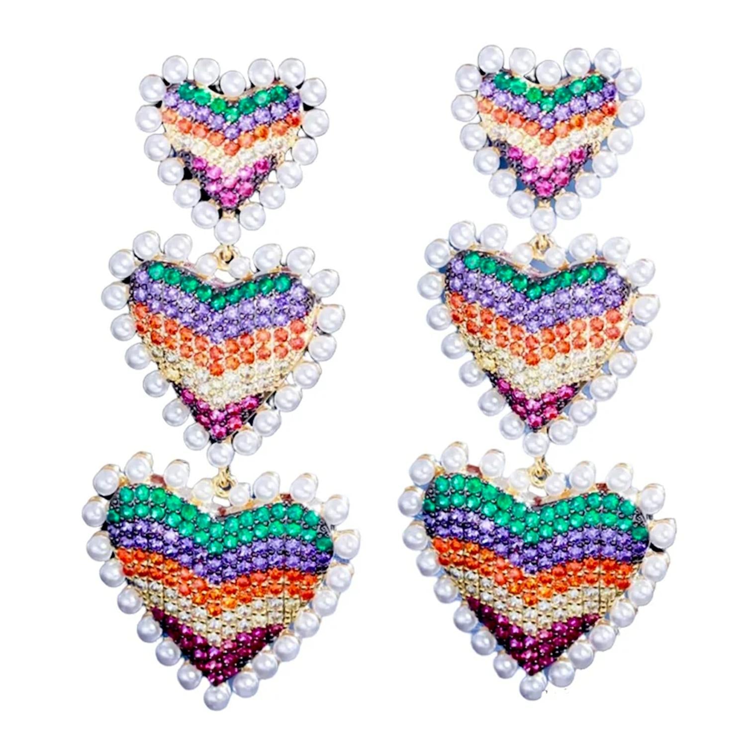 Allie Beads - Women's Pave Triple Hearts