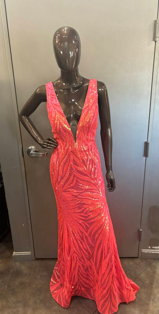 Alyce Paris - Long plunging neckline Fit N Flare