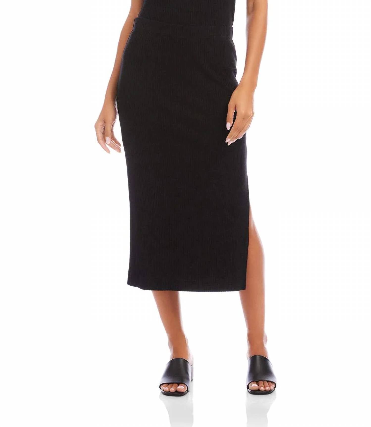 Karen Kane - Ribbed Side-Slit Midi Skirt