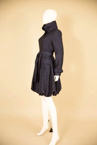 Samuel Dong - Women's Woven Jacquard Bubble Dress Coat