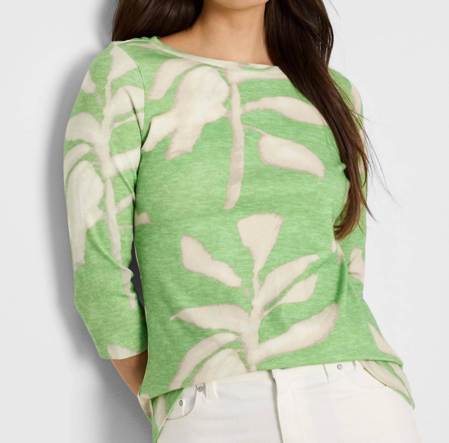 Nic + Zoe - Shadow Fern Three Quarter Sleeve Boat Tee