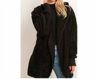 Hem & Thread Women's Teddy Bear Jacket in black - women's jacket