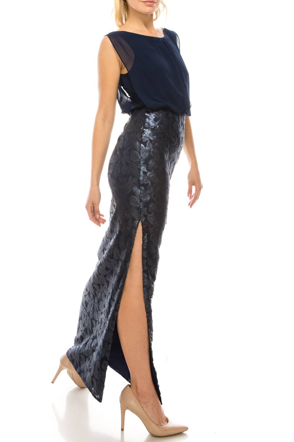 Aidan Mattox - Blouson Column Evening Dress
