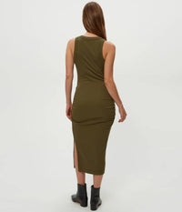 Michael Stars Wren Ribbed Midi Dress in topiary - women's dress - view 4