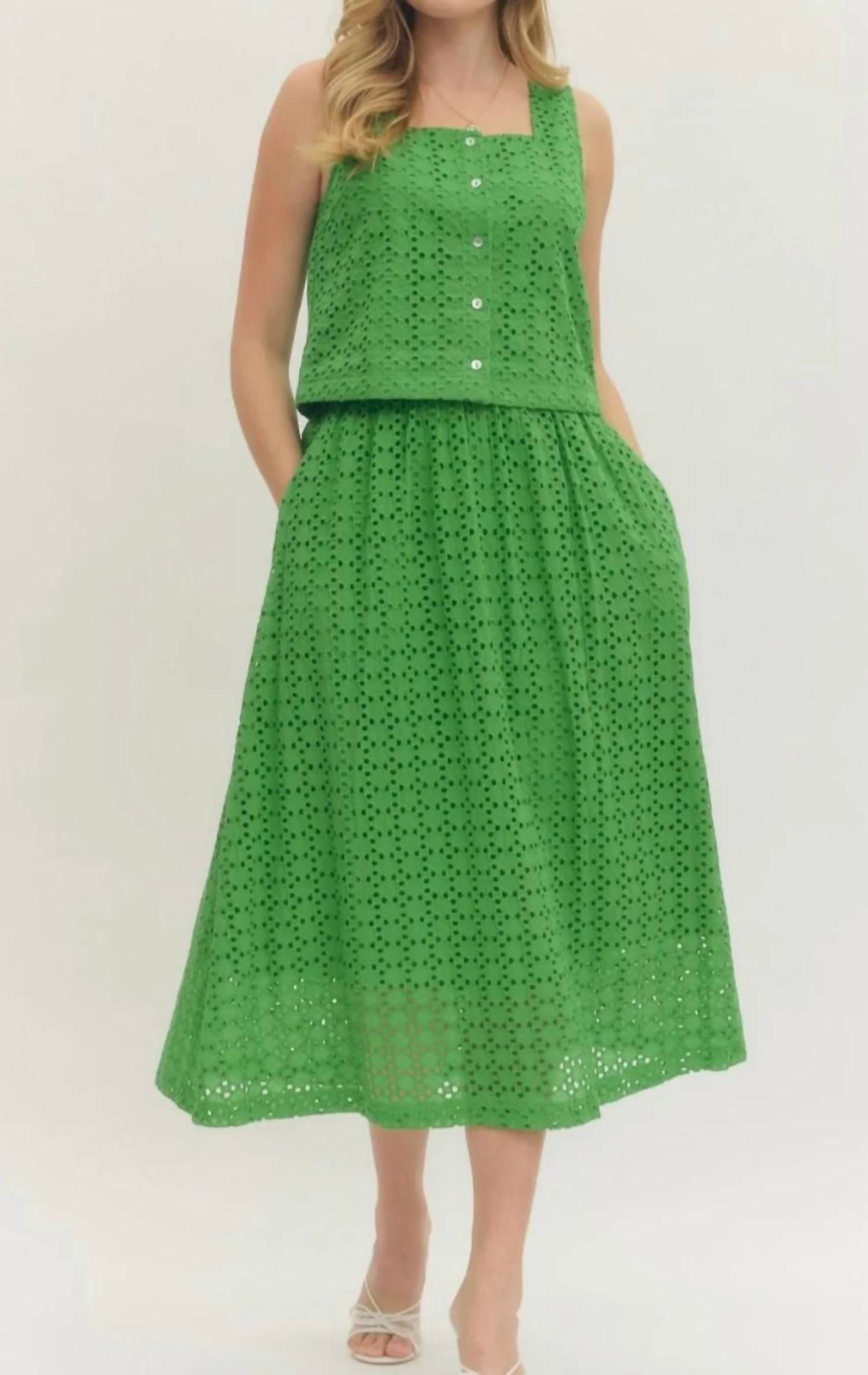 Entro - Eyelet Top And Skirt Set
