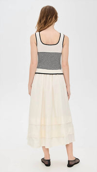 Moon River - Striped Knit Top Midi Dress