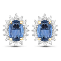 Diana M Jewels Women's Oval Natural Sapphire Stud Earrings (2.22 Ct) - Classic Plus in 14k yellow gold - women's jewelry
