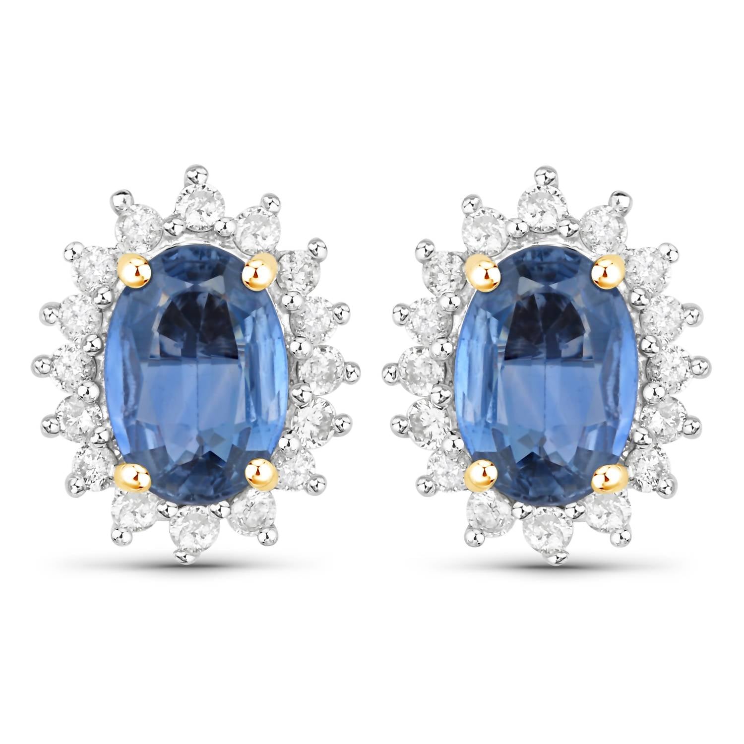 Diana M Jewels Women's Oval Natural Sapphire Stud Earrings (2.22 Ct) - Classic Plus in 14k yellow gold - women's jewelry