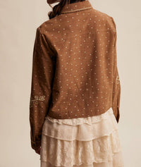 Listicle Caspia Embroidered Western Shirt in brown - women's blouse - view 8