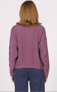 Another Love Niasha Cable Knit Sweater in orchid smoke - women's sweater - detail view