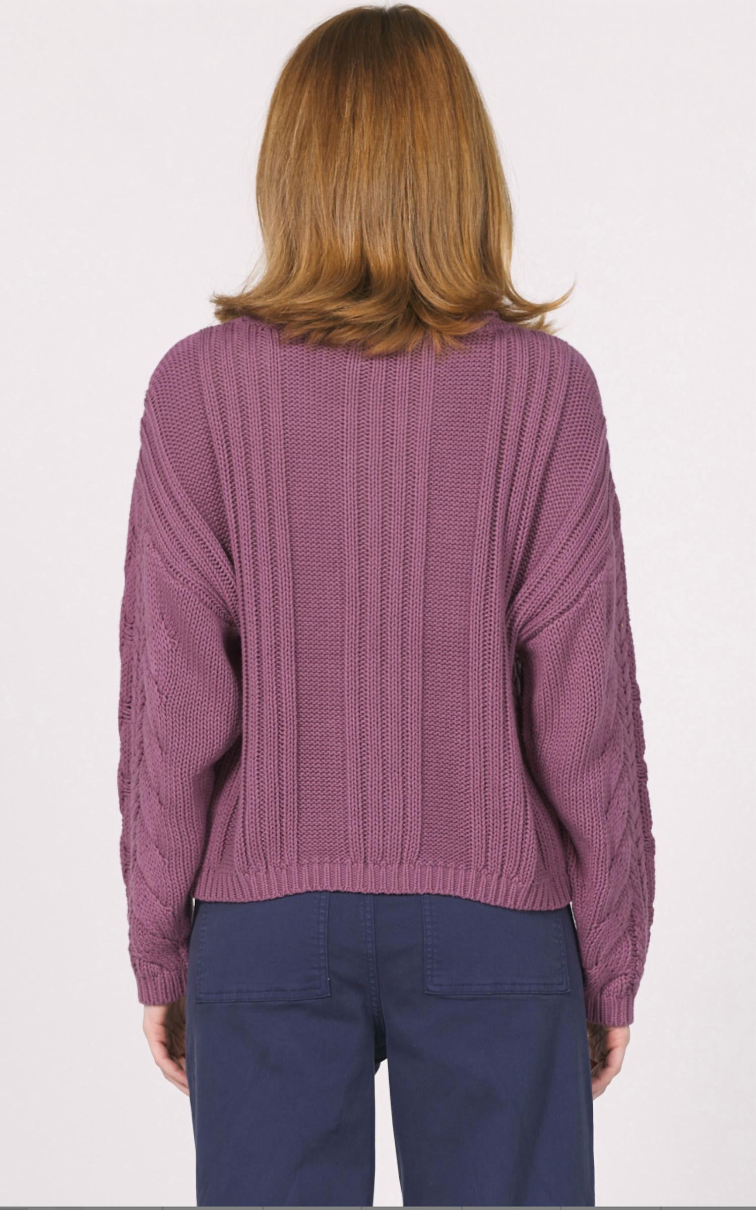 Another Love Niasha Cable Knit Sweater in orchid smoke - women's sweater - detail view