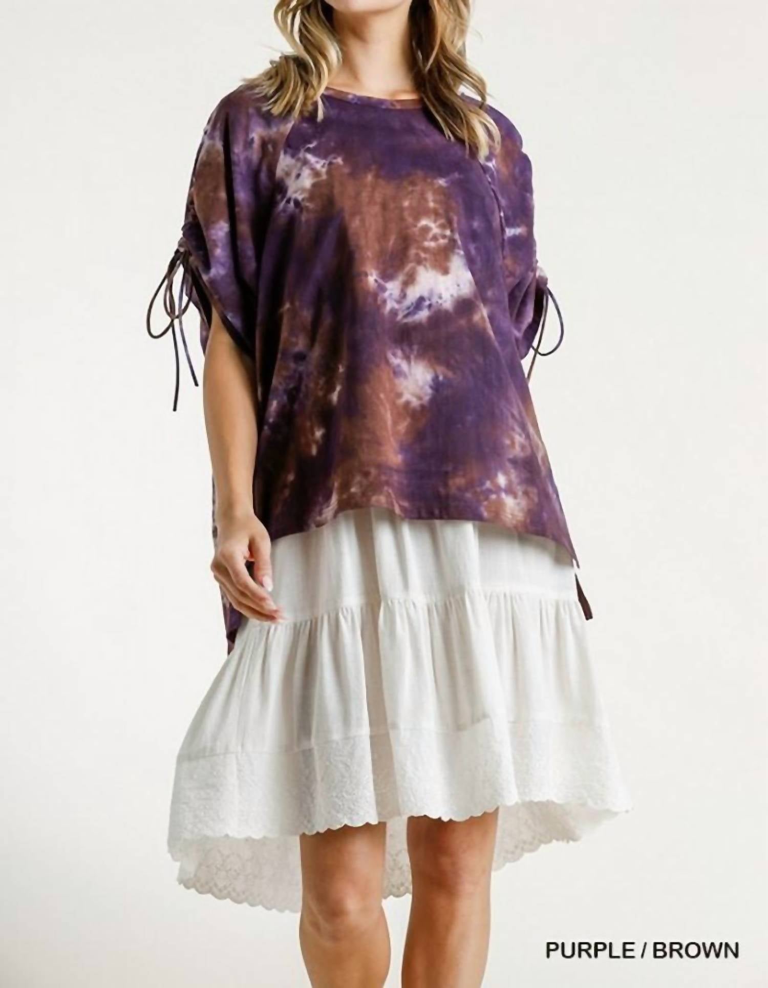 Umgee - Tie Dye Cinched Sleeve Top