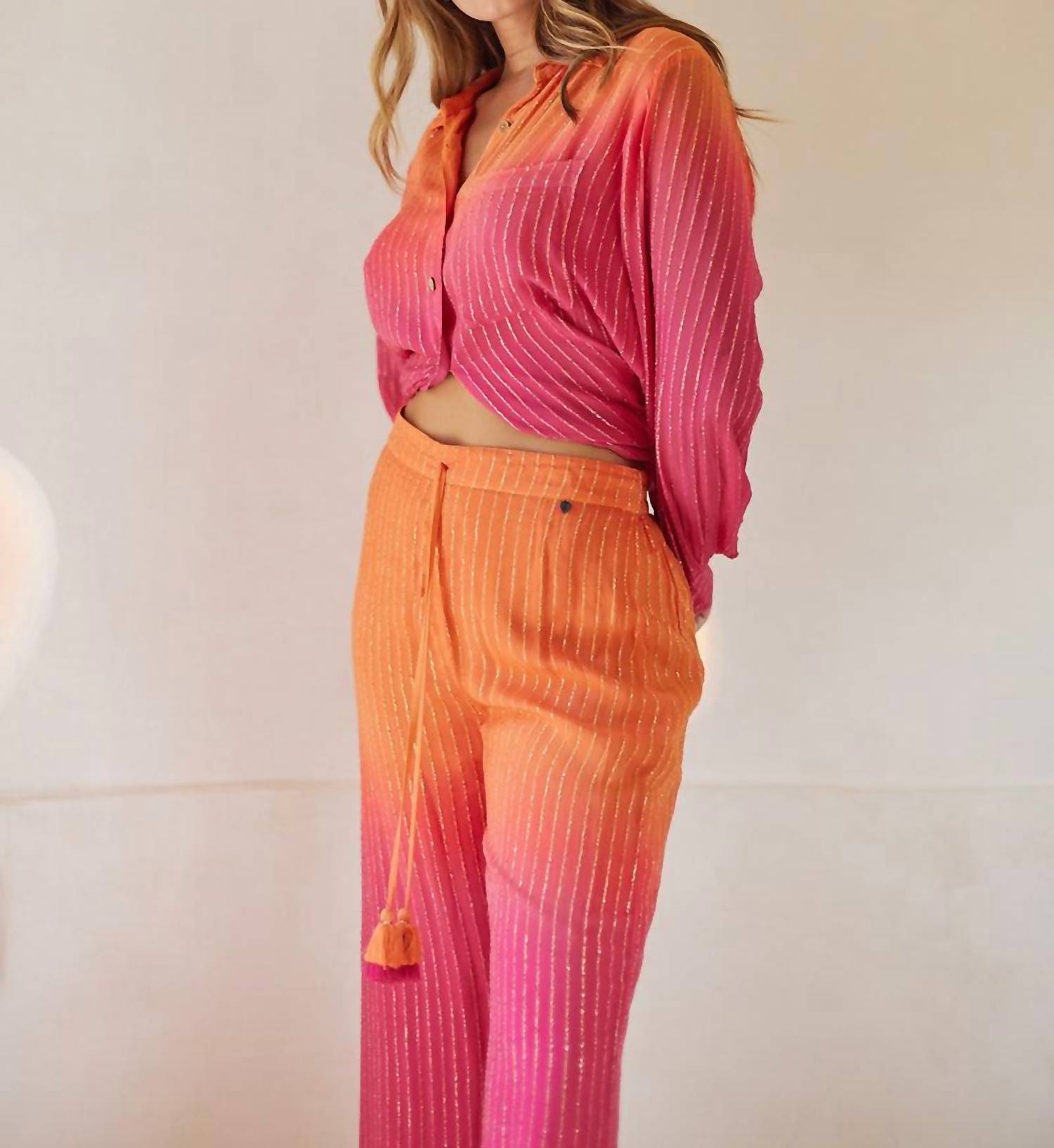 Z&L Europe Sunset Shirt in blush pink to dusky orange - women's shirt - alternate view