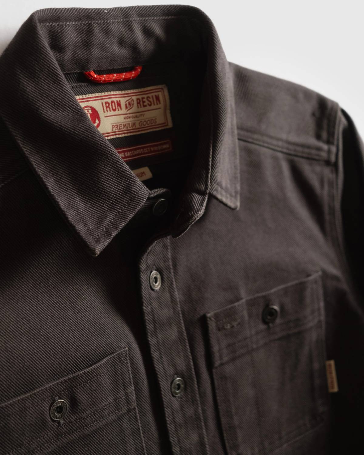 Iron & Resin Men's Workshop Heavy Twill Shirt in charcoal - men's jacket - alternate view