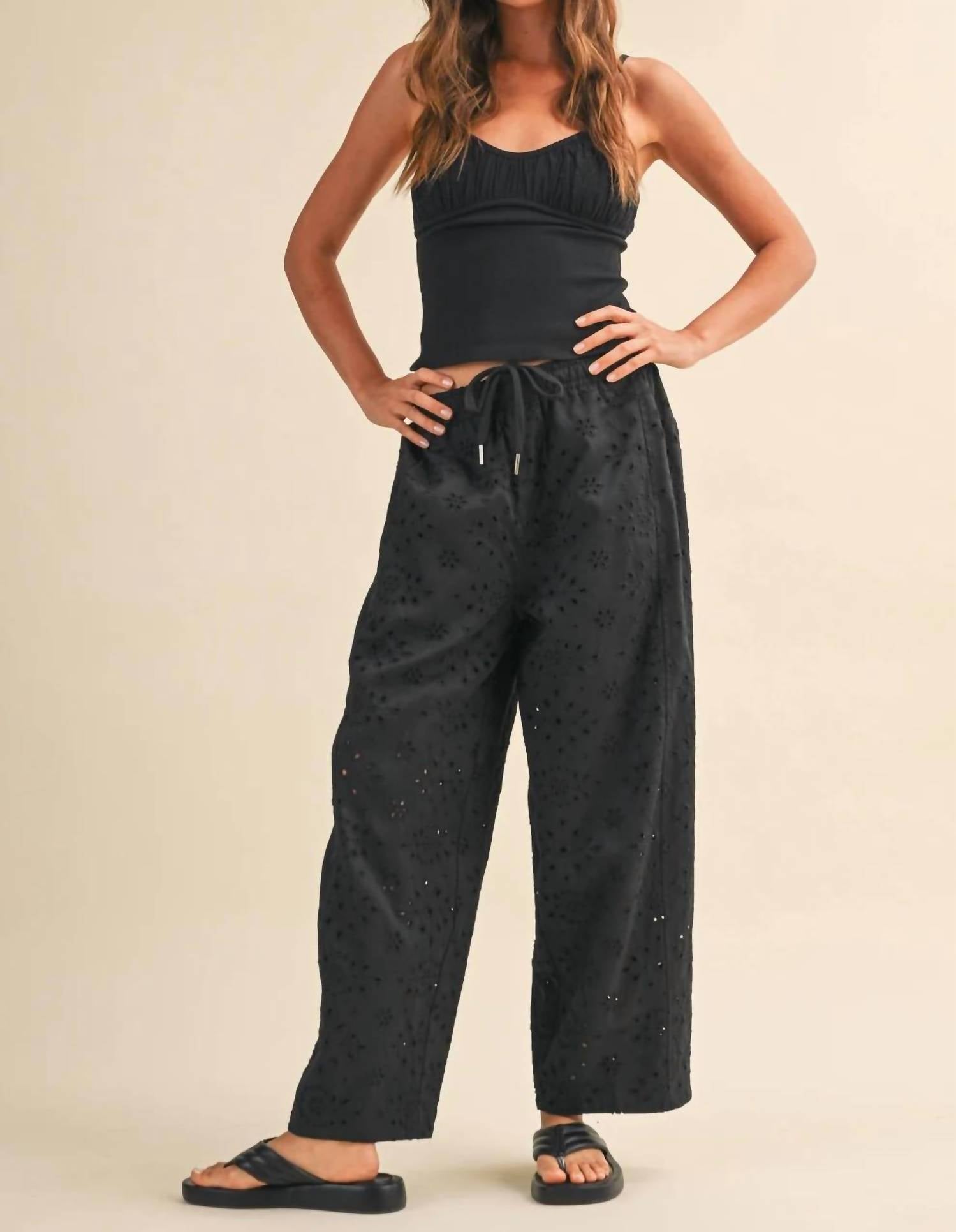 Klesis - Eyelet Wide Leg Pants