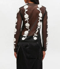 Ganni - Flower Crochet Mesh Top