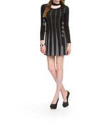 Papillon - Striped Long Sleeve Sweater Dress And Scarf