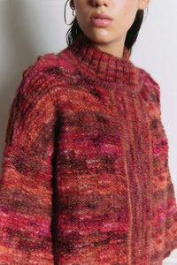 Alpaca Collection Simone Cardigan in multi red - women's cardigan - detail view