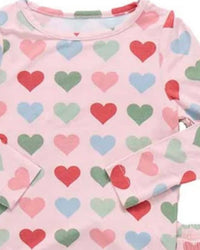 PINK CHICKEN Girls' Pajama Set in pink small hearts - kids' sleepwear - detail view