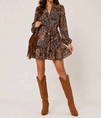 Papillon - Women's Paisley Long Sleeve Dress