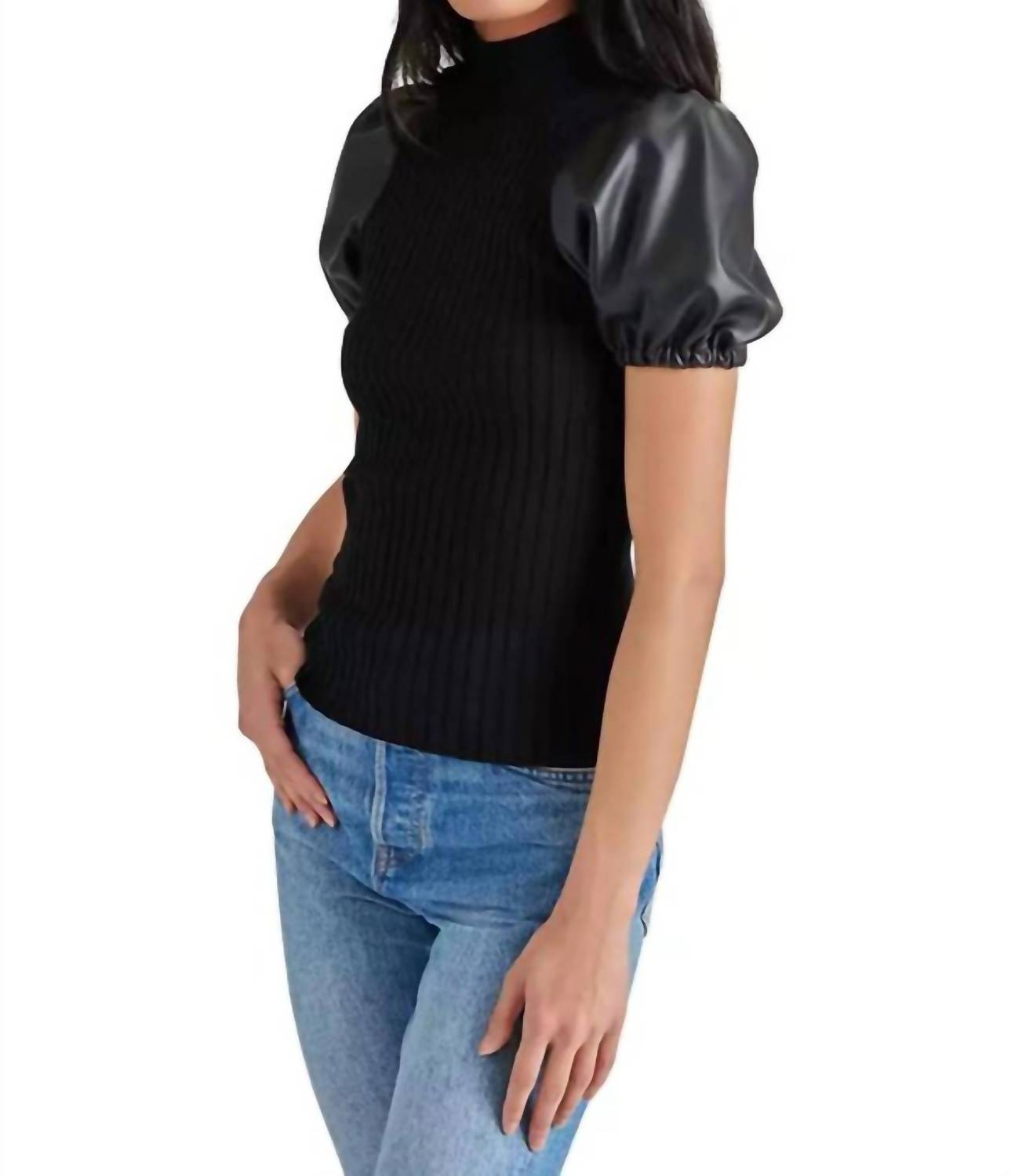 STEVE MADDEN Peggy Sweater in black - women's t-shirt - alternate view