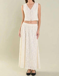 2.7 AUGUST APPAREL Floral Lace Maxi Skirt in off white - women's skirt - alternate view