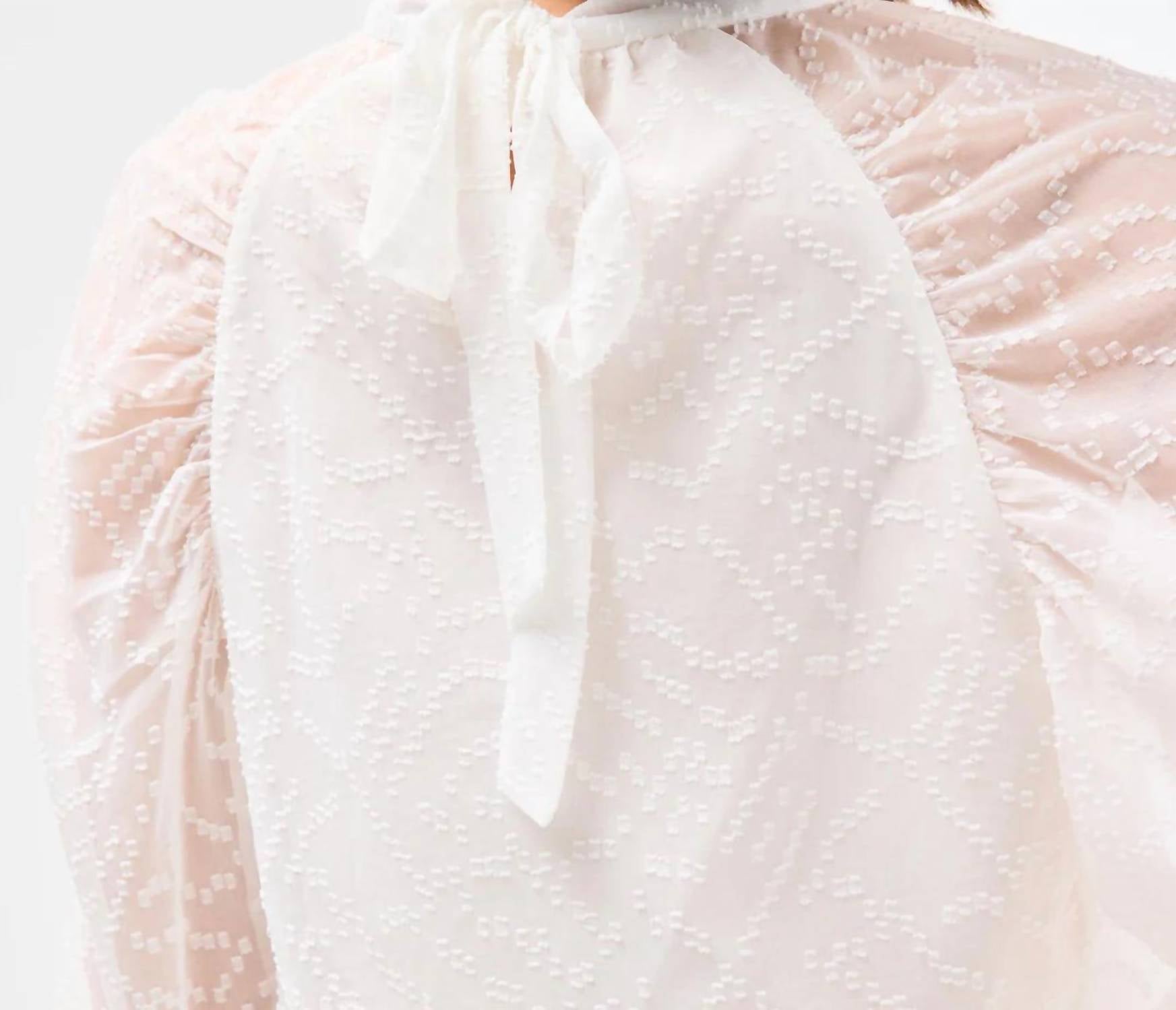Mary Square Marshmallow Veronica Long Sleeve Top in white - women's blouse - view 4