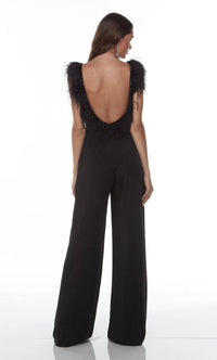 ALYCE PARIS Plunging Neck Open Back Jumpsuit in black - women's pants - alternate view