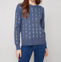 Charlie B - Floral Embroidery Knit Sweater