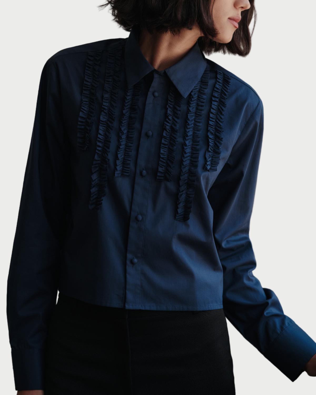 Cissa - The Ruffle Cropped Long Sleeve Shirt