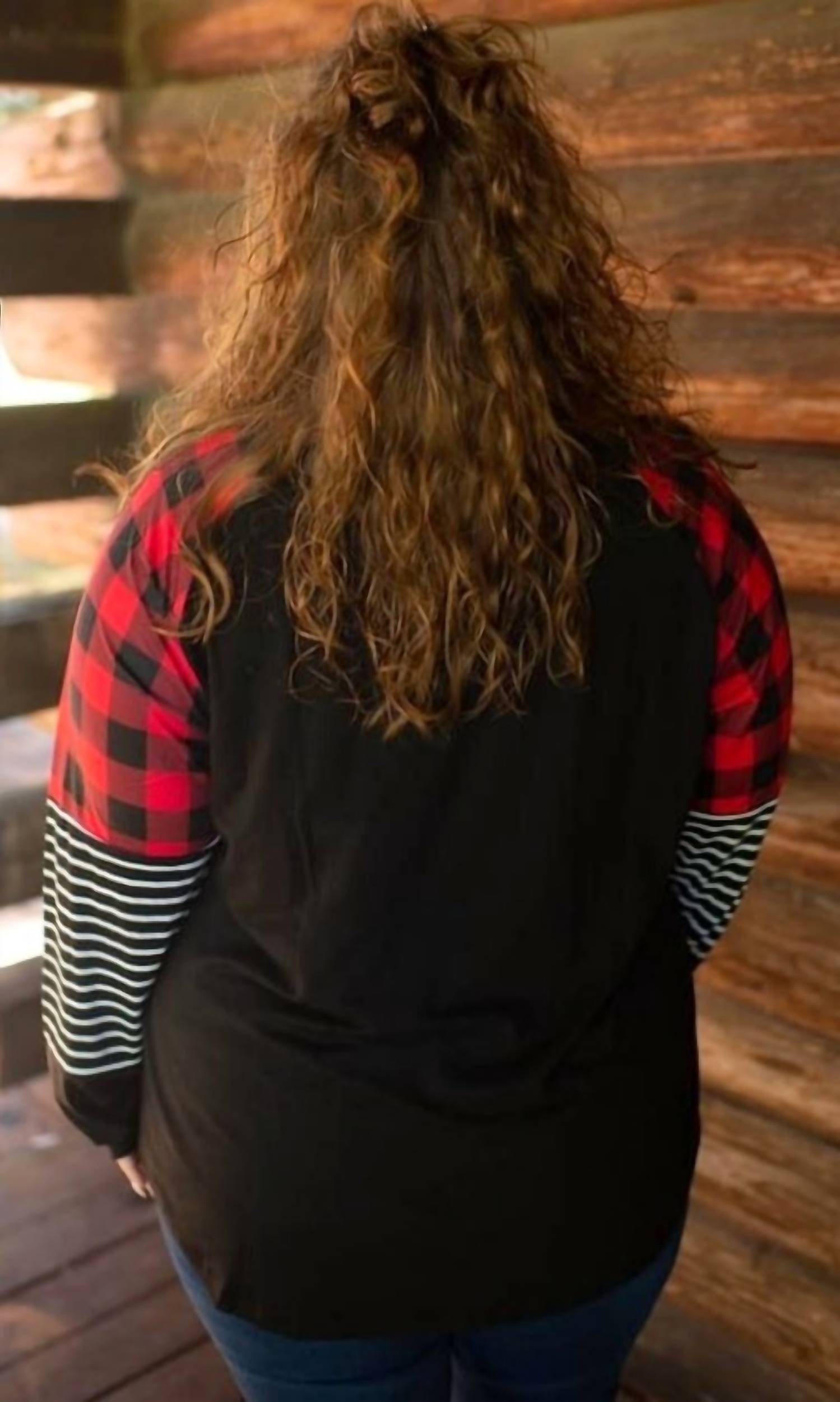 Shirley Stone - Plaid Stripe Raglan Top