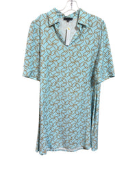Boho Chic Women's Short Sleeve Shirt Dress in lt turq chai - women's dress - detail view