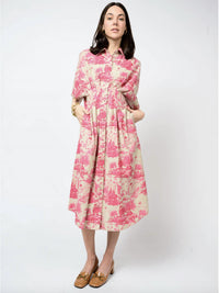 Ivy Jane Toile Tucked Dress in pink - women's dress - alternate view