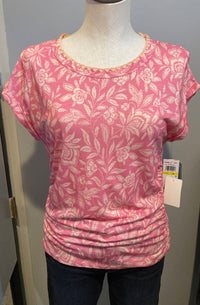 Democracy Women's Short Sleeve Tshirt in pink floral - women's t-shirt