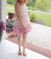 Madelyn Delight Swiss Dot Mini Dress in pink - women's dress - detail view