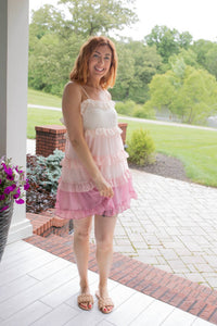 Madelyn Delight Swiss Dot Mini Dress in pink - women's dress - alternate view