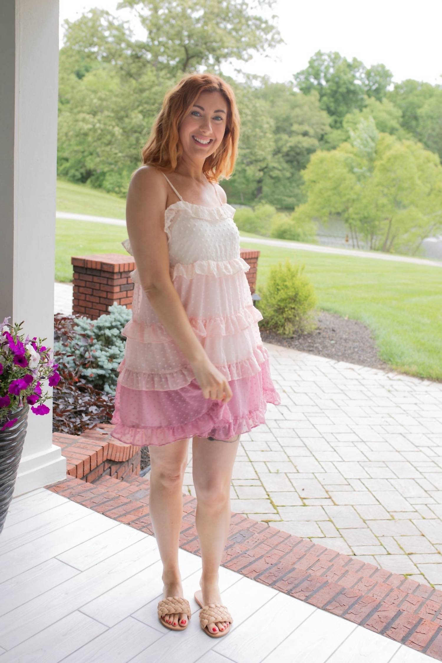 Madelyn Delight Swiss Dot Mini Dress in pink - women's dress - alternate view