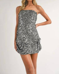 Klesis - Flap Pocket Sequin Tube Mini Dress