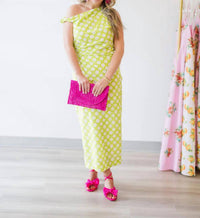 Strut & Bolt - Asymmetrical One Shoulder Chainlink Midi Dress