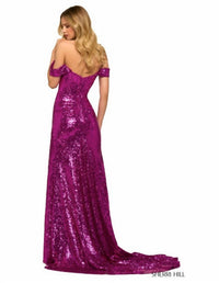 Sherri Hill - Off Shoulder Sequin Gown With Corset Bodice