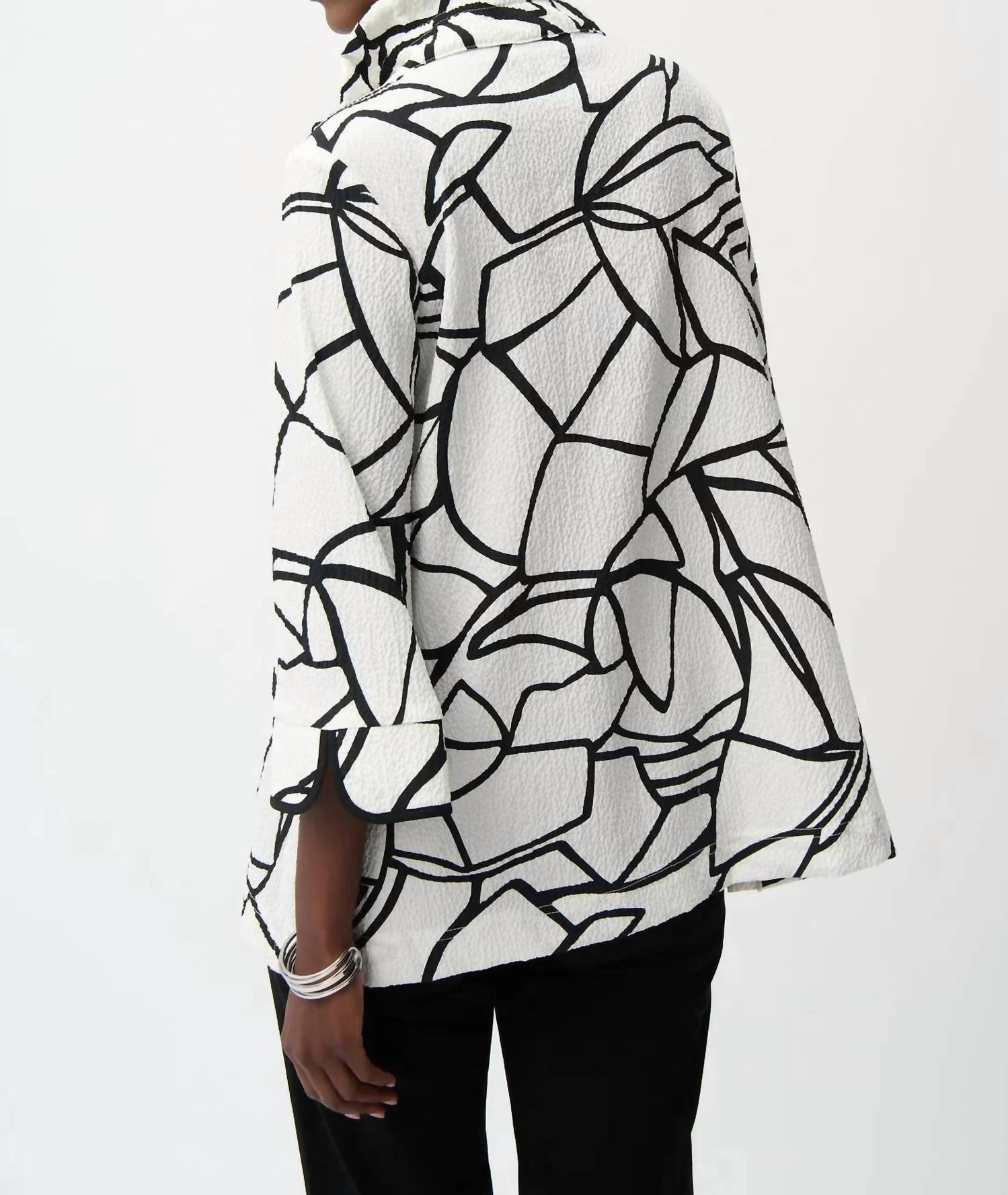 Joseph Ribkoff - Abstract 3/4 Sleeves Trapeze Jacket