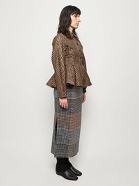 Ganni - Crinkled Taffeta Check Peplum Shirt