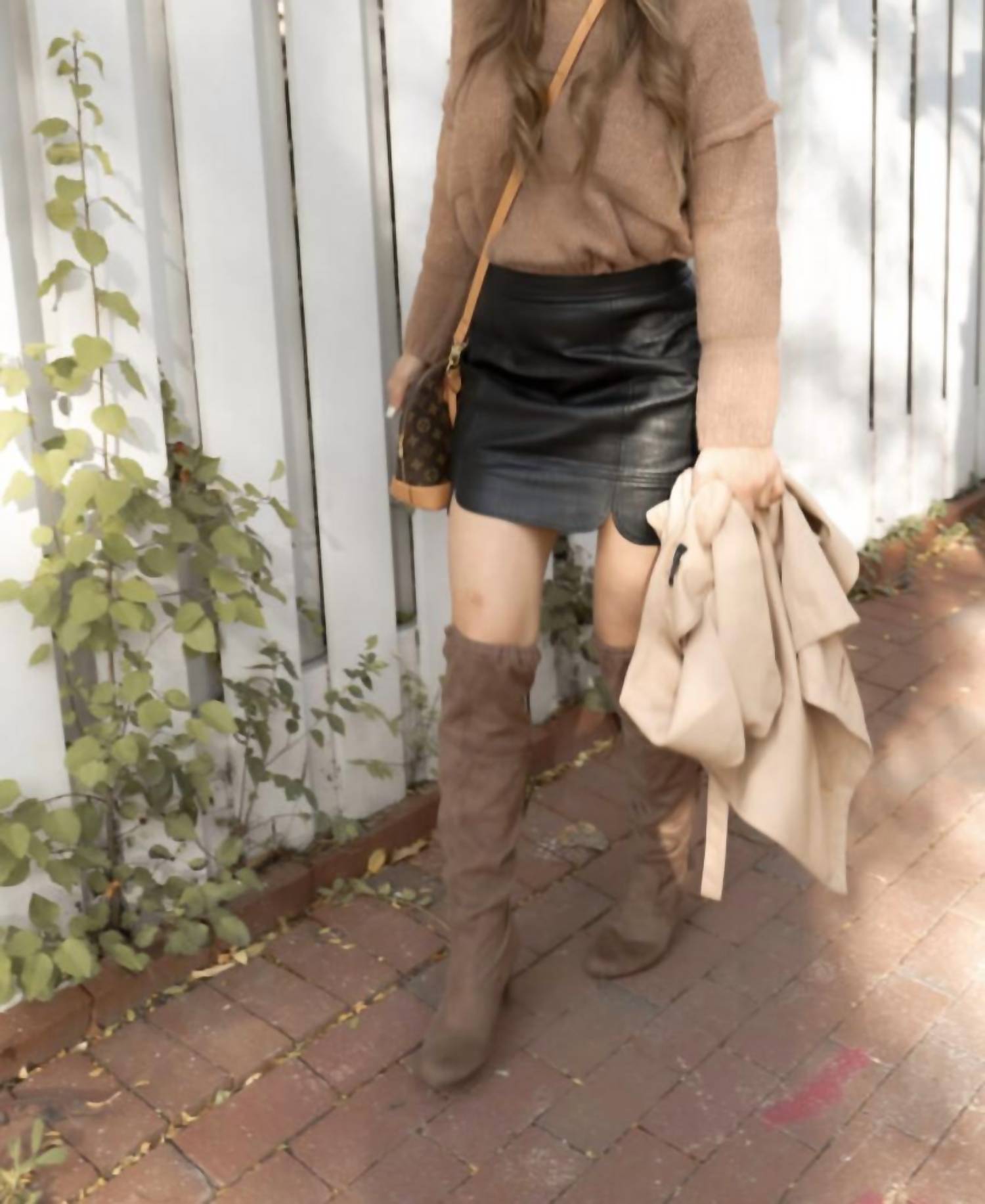 Skies Are Blue - Faux leather mini cut out skirt
