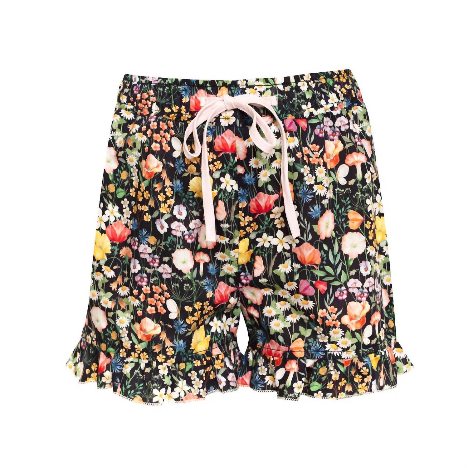 paade MODE Girls Cotton Wildflower Shorts in black - kids' shorts - detail view