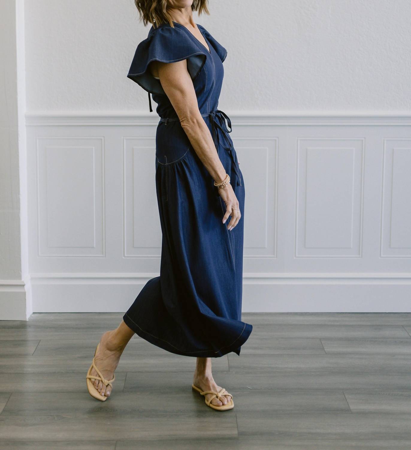 Current Air - Flutter Sleeve Waist Tie Dress