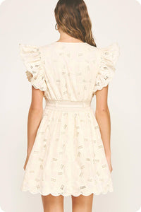 Strut & Bolt - Eyelet Cotton Lace Scallop Mini Dress